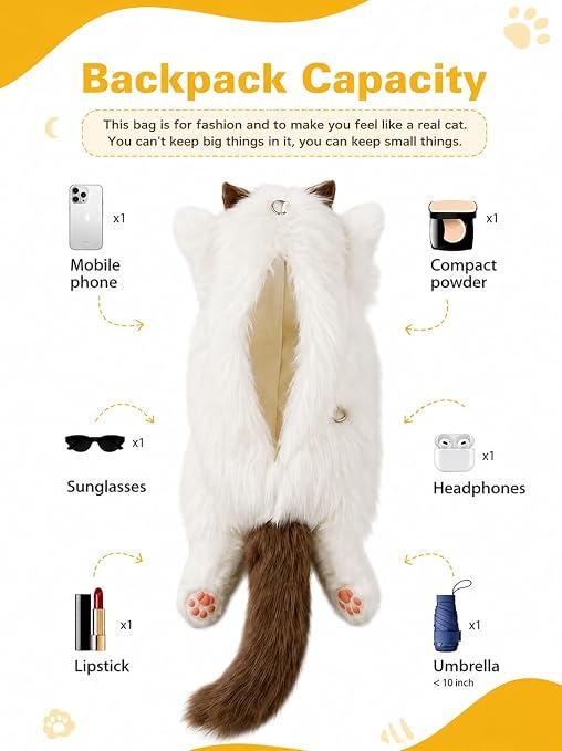 Realistic Plush Cat Backpack for Girls – Cute Soft Animal School Bag with Adjustable Straps for Kids Teens & Daily Use image 45