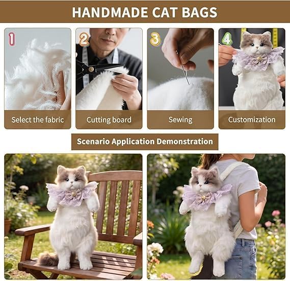 Realistic Plush Cat Backpack for Girls – Cute Soft Animal School Bag with Adjustable Straps for Kids Teens & Daily Use image 31