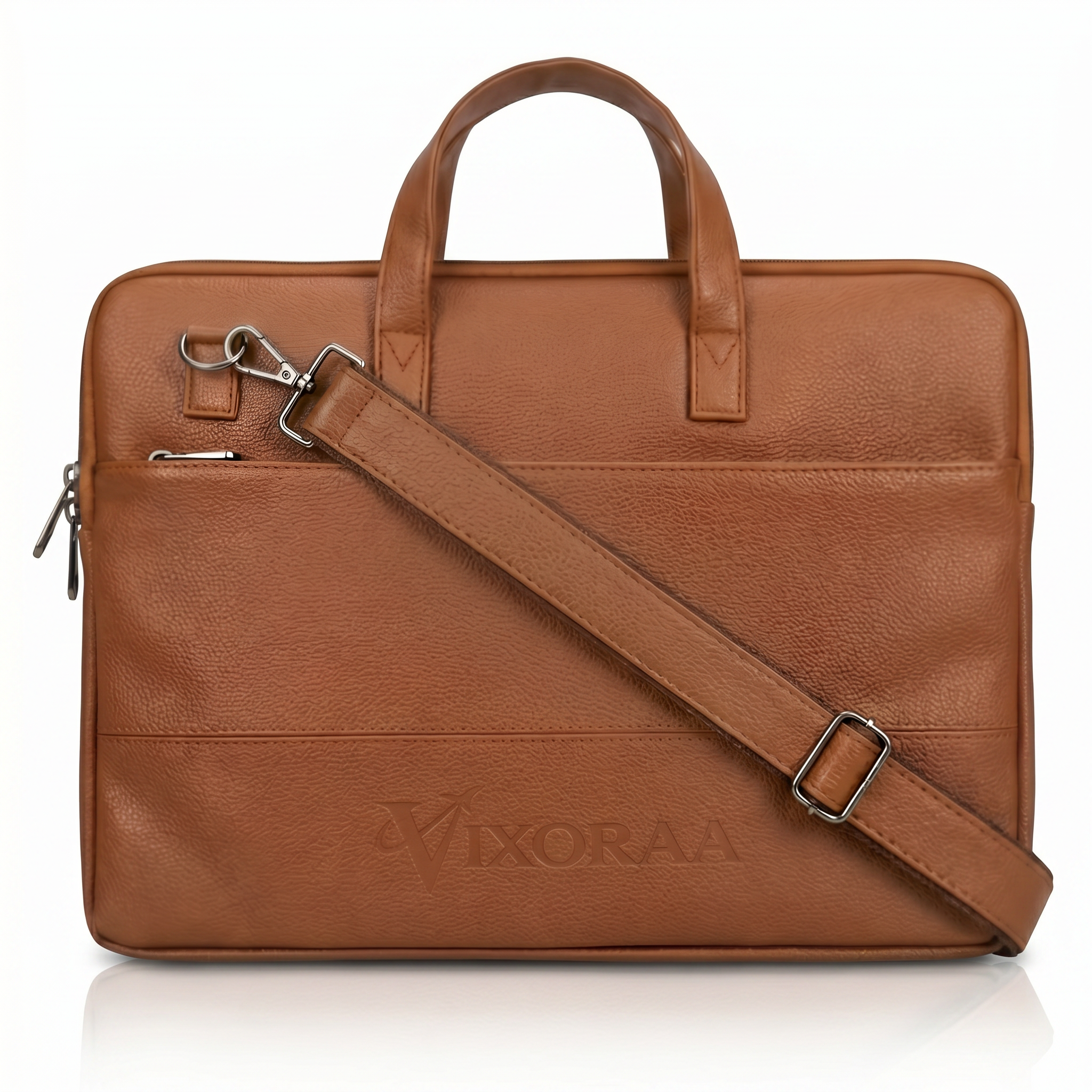 Tan VIXORAA premium office messenger laptop bag with shoulder strap