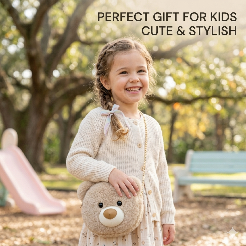 VIXORAA Teddy Bear Sling Bag for Girls | Cute Plush Crossbody Bag with Chain Strap | Soft Toy Style Mini Shoulder Bag | Stylish Kids & Women Purse  🔹 Meta Title thumbnail 2