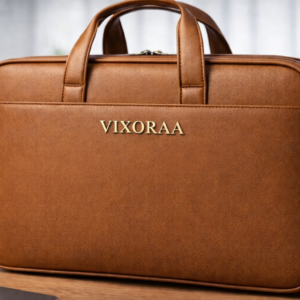 VIXORAA Premium Leather Laptop Office Bag for Men | 15.6 Inch Business Briefcase | Waterproof Executive Messenger Bag with Shoulder Strap | Brown